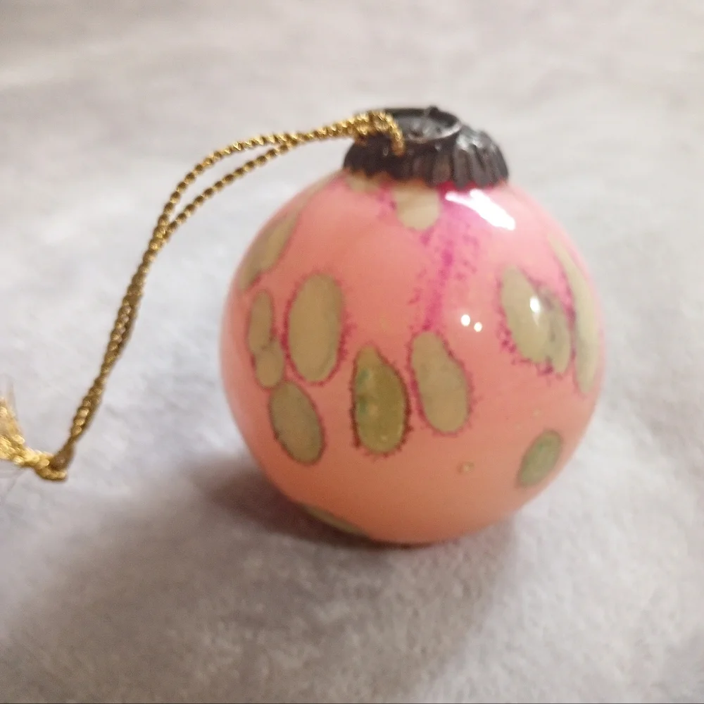 2 Kugel Style Speckled Blown Glass Ball Christmas Ornaments